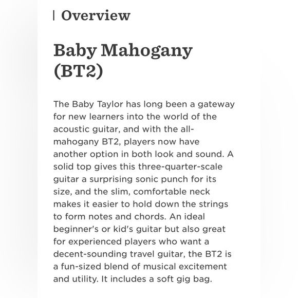 Baby Taylor Guitar Model BT2 - Picture 7 of 8